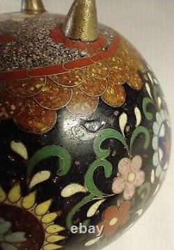 Antique Japanese Cloisonne Enamel Goldstone on Bronze Lidded 4 Box Butterflies