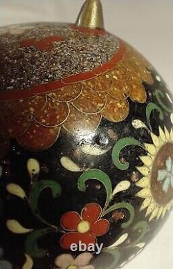 Antique Japanese Cloisonne Enamel Goldstone on Bronze Lidded 4 Box Butterflies