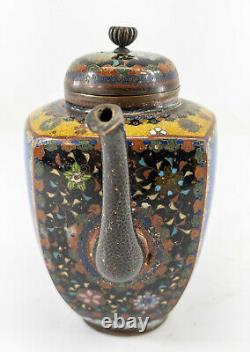 Antique Japanese Cloisonne Enamel Teapot Coffeepot Phoenix Dragon