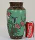 Antique Japanese Cloisonné Enamel Vase Decorated With Flying Birds And Flowers
