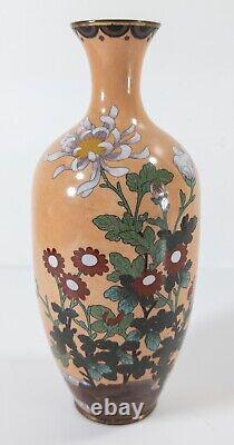 Antique Japanese Cloisonne Enamel Vase With Flower Design As Is