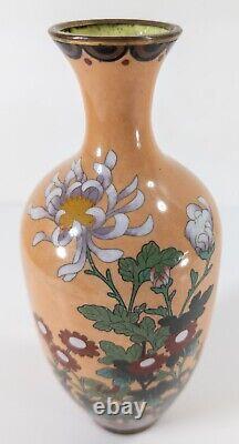 Antique Japanese Cloisonne Enamel Vase With Flower Design As Is