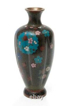 Antique Japanese Cloisonne Enamel Vase with Floral Roundels Kyoto Design
