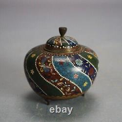 Antique Japanese Cloisonne Floral Enameled Footed Sensor C1920