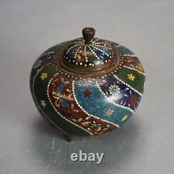 Antique Japanese Cloisonne Floral Enameled Footed Sensor C1920