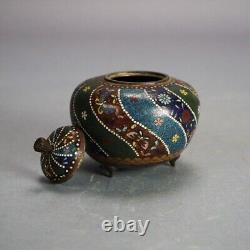 Antique Japanese Cloisonne Floral Enameled Footed Sensor C1920