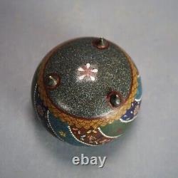 Antique Japanese Cloisonne Floral Enameled Footed Sensor C1920