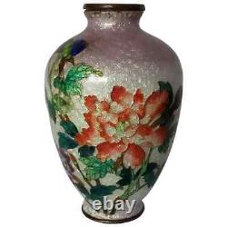 Antique Japanese Cloisonne Foil Ginbari Vase Signed