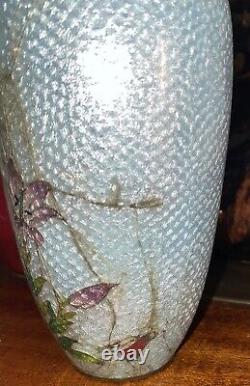 Antique Japanese Cloisonné Foil Ginbari Vase Signed 6 Tall