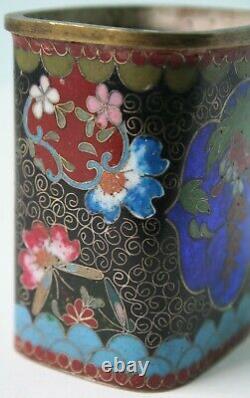 Antique Japanese Cloisonne Ginbari Brush Pot, Meigi Period 1868-1912