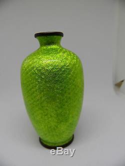 Antique Japanese Cloisonne Ginbari Enamel 3 1/2 Miniature Vase Foil Background