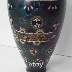 Antique Japanese Cloisonne Ginbari Foil Phoenix Vase 8 Meiji Period