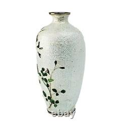 Antique Japanese Cloisonne Ginbari Foil Vase Meiji Period by Matsu-Ya 5 Tall