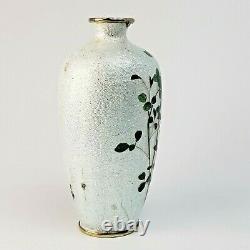 Antique Japanese Cloisonne Ginbari Foil Vase Meiji Period by Matsu-Ya 5 Tall