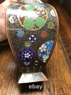 Antique Japanese Cloisonne Vase Ginbari Foil Meiji