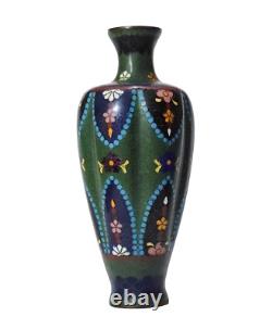 Antique Japanese Cloisonné Vase, Late Edo Early Meiji Period Enamel Bronze