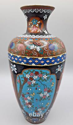 Antique Japanese Cloisonne Vase Meiji Period Aventurine 9.5 inches / 24.5 cm