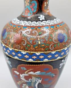 Antique Japanese Cloisonne Vase Meiji Period Aventurine 9.5 inches / 24.5 cm