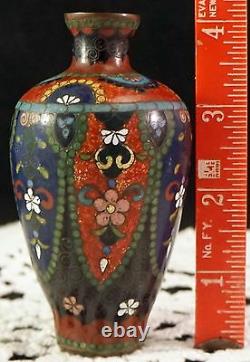 Antique Japanese Cloisonne Vase Meiji Period with Floral & Bead design Sparkles