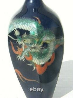 Antique Japanese Cloisonne Vase Silver Signed