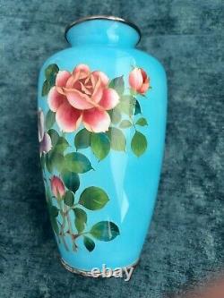 Antique Japanese Cloisonne Vase WithRoses Occupied Japan Possibly Ando Jubei Vase