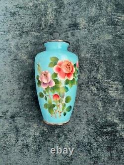 Antique Japanese Cloisonne Vase WithRoses Occupied Japan Possibly Ando Jubei Vase