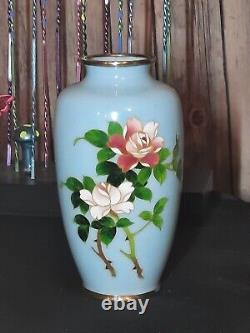 Antique Japanese Cloisonne Vase WithRoses circa 1880's Possibly Ando Jubei Vase