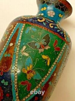 Antique Japanese Cloisonné Vase with Sandstone Coloration, Circa 1900