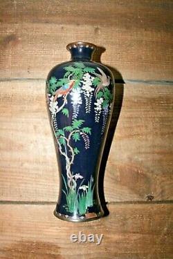 Antique Japanese Cloisonne Vase with Wisteria 9.5 Tall Chinese