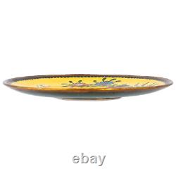 Antique Japanese Cloisonne Yellow Enamel Butterfly Plate