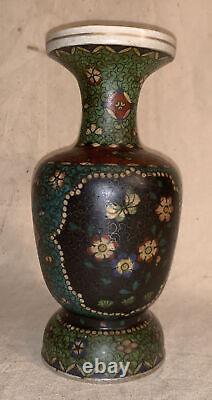 Antique Japanese Cloisonne on Porcelain Vase Totai Signed