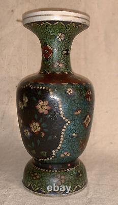 Antique Japanese Cloisonne on Porcelain Vase Totai Signed