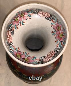 Antique Japanese Cloisonne on Porcelain Vase Totai Signed