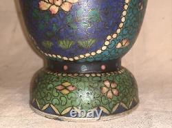 Antique Japanese Cloisonne on Porcelain Vase Totai Signed