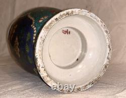 Antique Japanese Cloisonne on Porcelain Vase Totai Signed