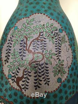 Antique Japanese Cloisonne on Porcelain Vases