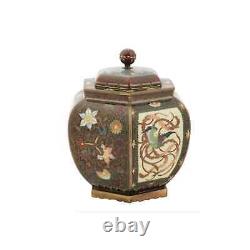 Antique Japanese Covered Cloisonne Goldstone Jar