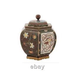 Antique Japanese Covered Cloisonne Goldstone Jar