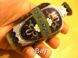 Antique Japanese Early Meiji Period Brass Wire Miniature Cloisonne Vase