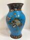 Antique Japanese Early Meiji Wireless Cloisonne Vase Cranes 12 High