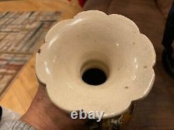 Antique Japanese Enamel Cloisonne Vase Urn Ceramic Large 13 Tall Scallop Edge