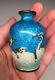 Antique Japanese Foil Ginbari Miniature Crane Egret Enamel Cloisonne Vase