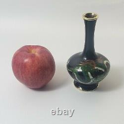 Antique Japanese Ginbari Cloisonne Bottleneck Vase, Meiji Period, 7.25 inches