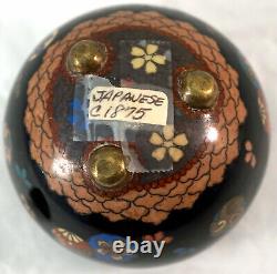 Antique Japanese Goldstone Cloisonne Enamel Koro Censer Burner Meiji Period