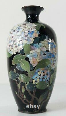 Antique Japanese High Quality Cloisonne Cabinet Vase Hydrangea Gilt Copper Body
