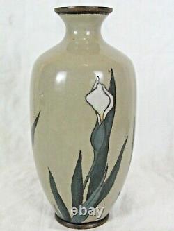 Antique Japanese Iris Cloisonne Vase 7.5 x 3.5 in
