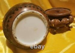 Antique Japanese Lacquer Tree Bark Cloissone On Porcelain Vase