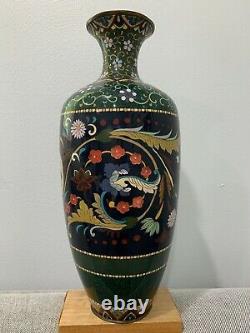 Antique Japanese Likely Meiji Period Large Cloisonne Vase with Floral Decoration