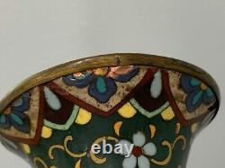 Antique Japanese Likely Meiji Period Large Cloisonne Vase with Floral Decoration