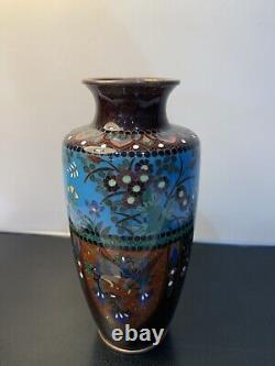 Antique Japanese Meiji Cloisonné Blue Enamel Phonex Drygon Ginbari Vase 6